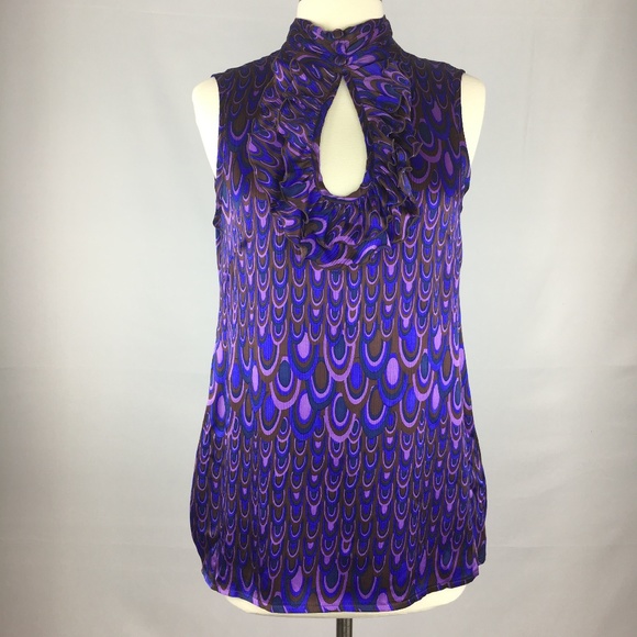 Nanette Lepore Tops - Nanette Lepore Purple Silk Print Sleeveless Top 4